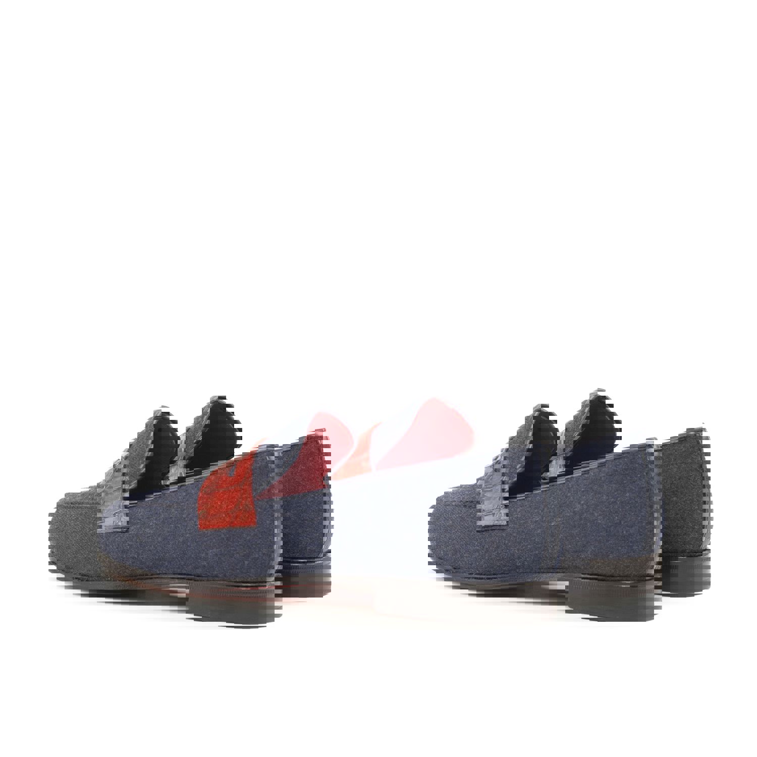 DapperFam Enzo in Jeans / Navy / Red Mens Sartorial & Italian Leather Slipper