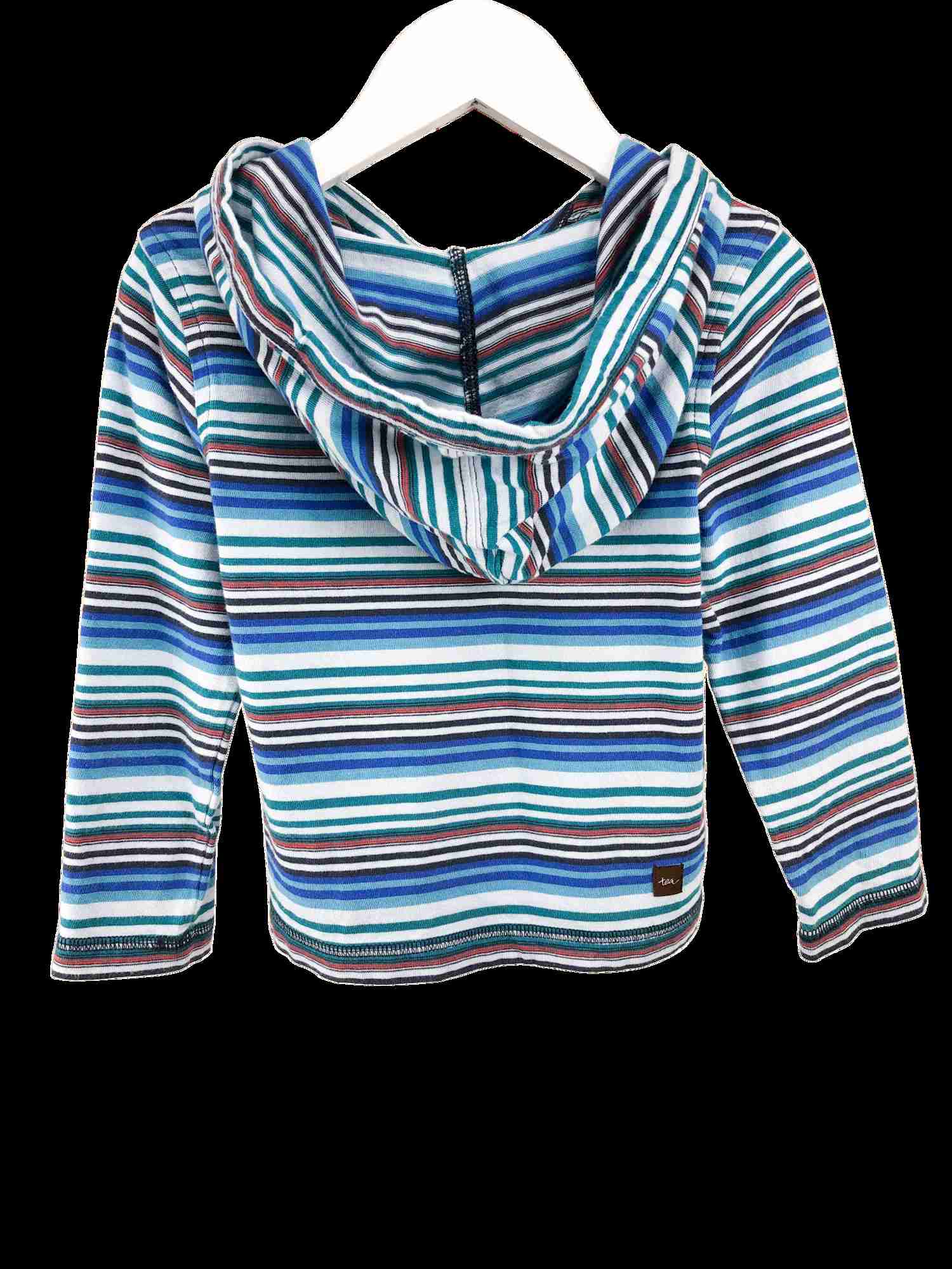 Boys Striped Happy Knit Hoodie - Lightweight Cotton, Multi-Colored Stripe