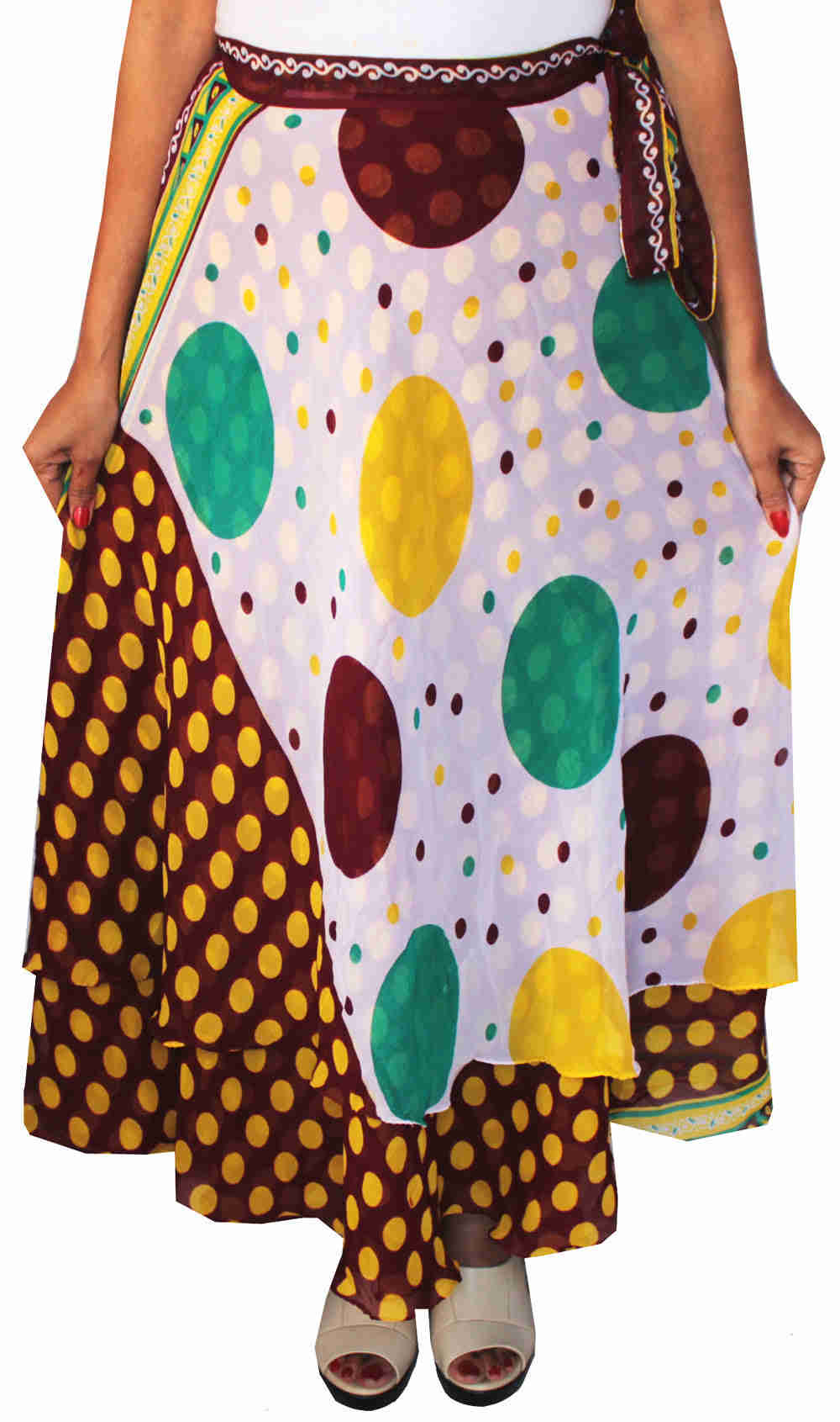 Indian Long Beach Wrap Around Skirt for Women - Yellow