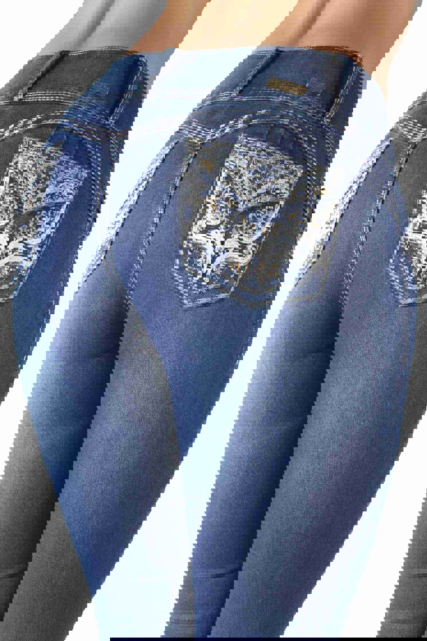 Colombian Design Butt Lift Push Up Mid Waist Boot Leg Jeans (DJ3706-BT)