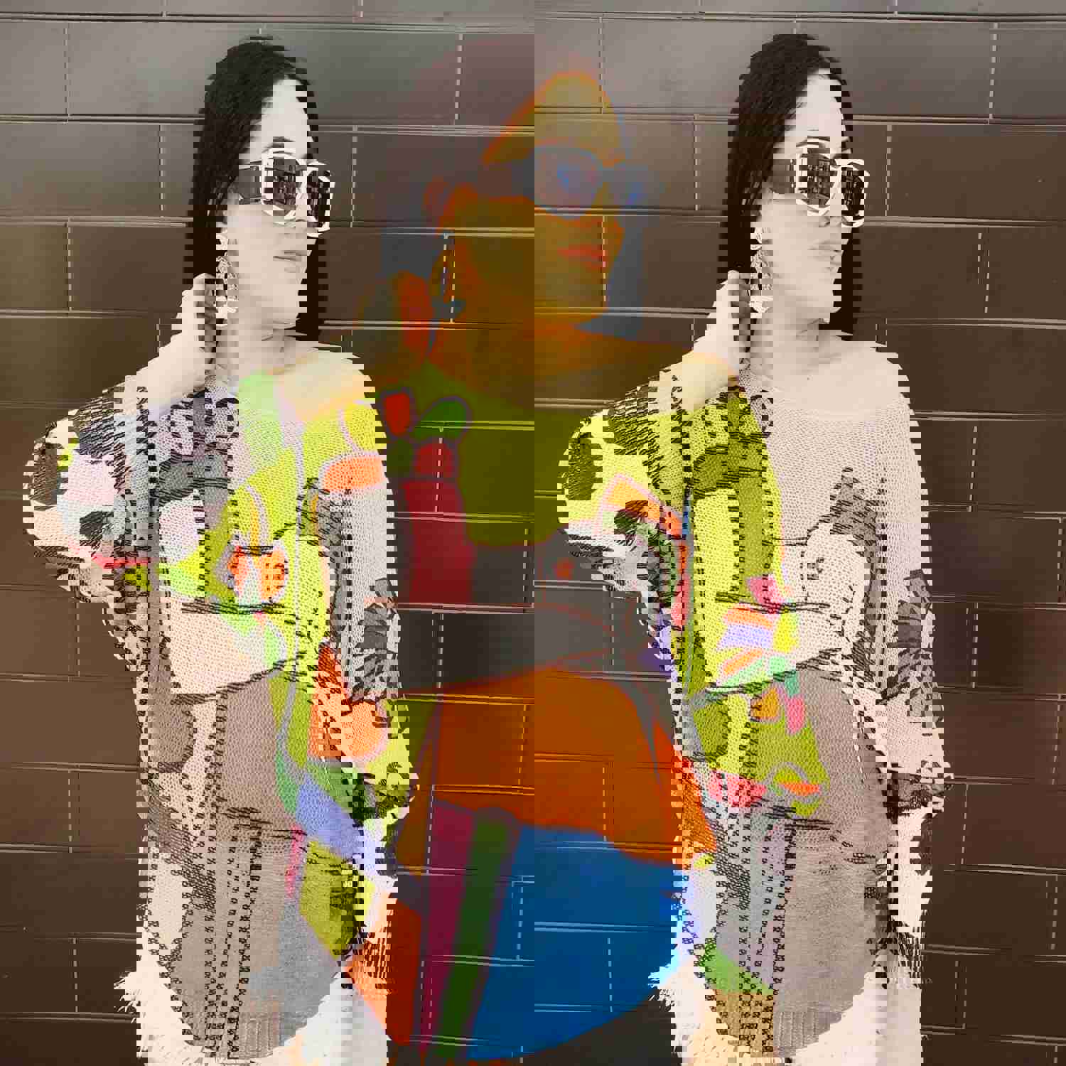 Abstract Sleeping Beauty Print Knitted Top