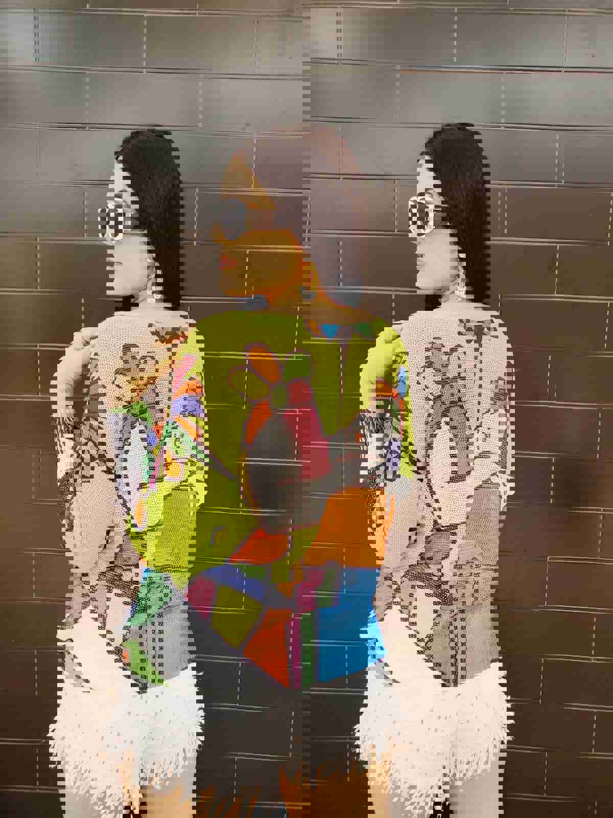 Abstract Sleeping Beauty Print Knitted Top