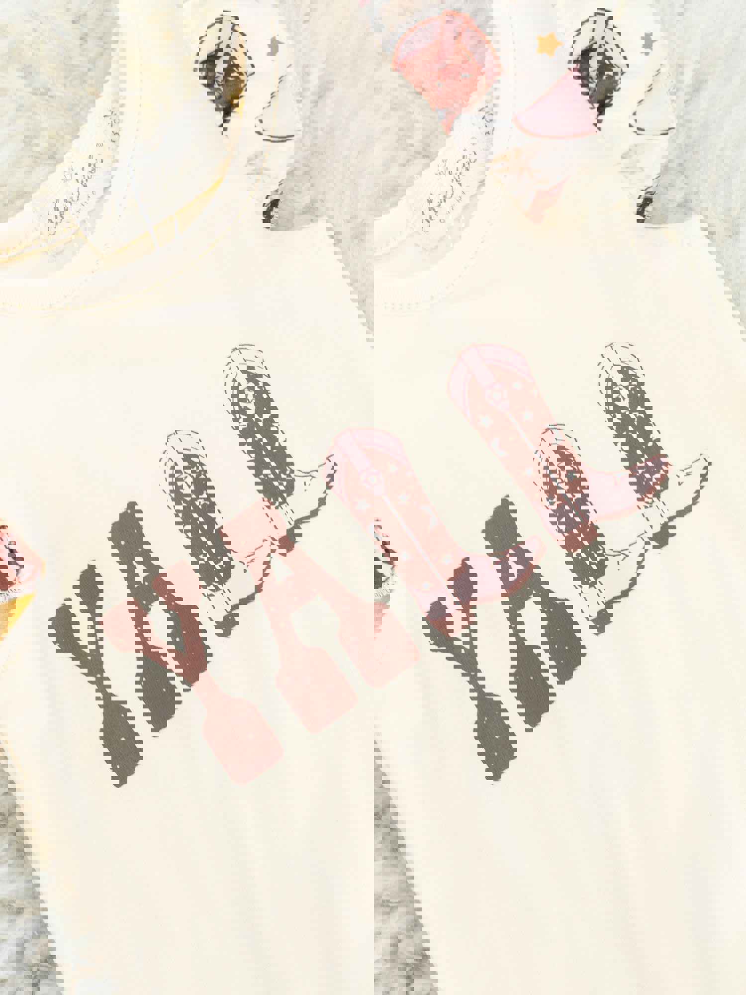 Yall Cowgirl Boot Ruffle Romper for Girls