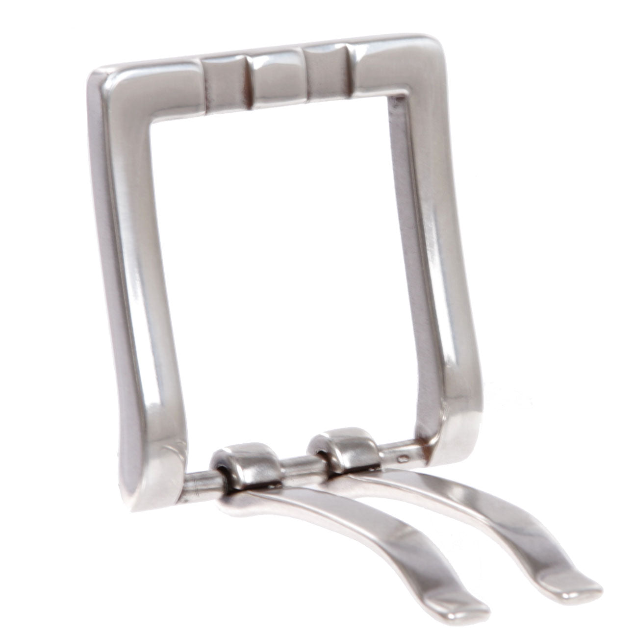 1 5/8 (40 mm) Silver Tone Rectangular Flat Double Prong Belt Buckle