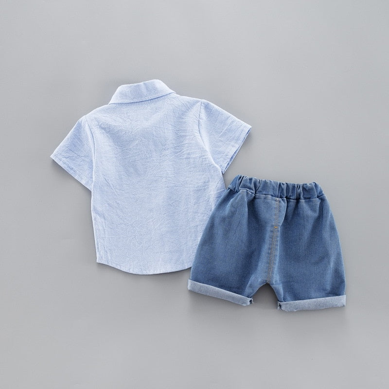 Kids Toddler Boy Clothing Set - 100% Cotton Short Sleeve Shirt & Jeans