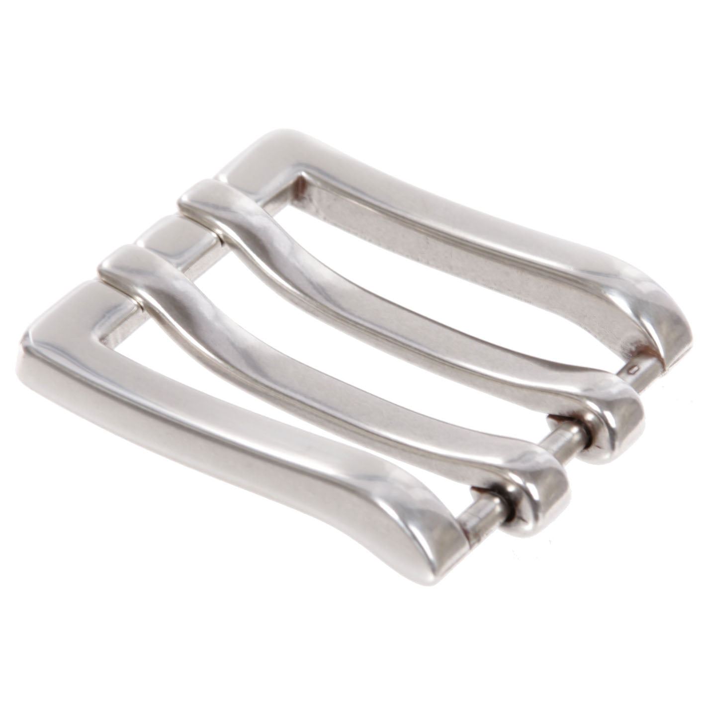 1 5/8 (40 mm) Silver Tone Rectangular Flat Double Prong Belt Buckle
