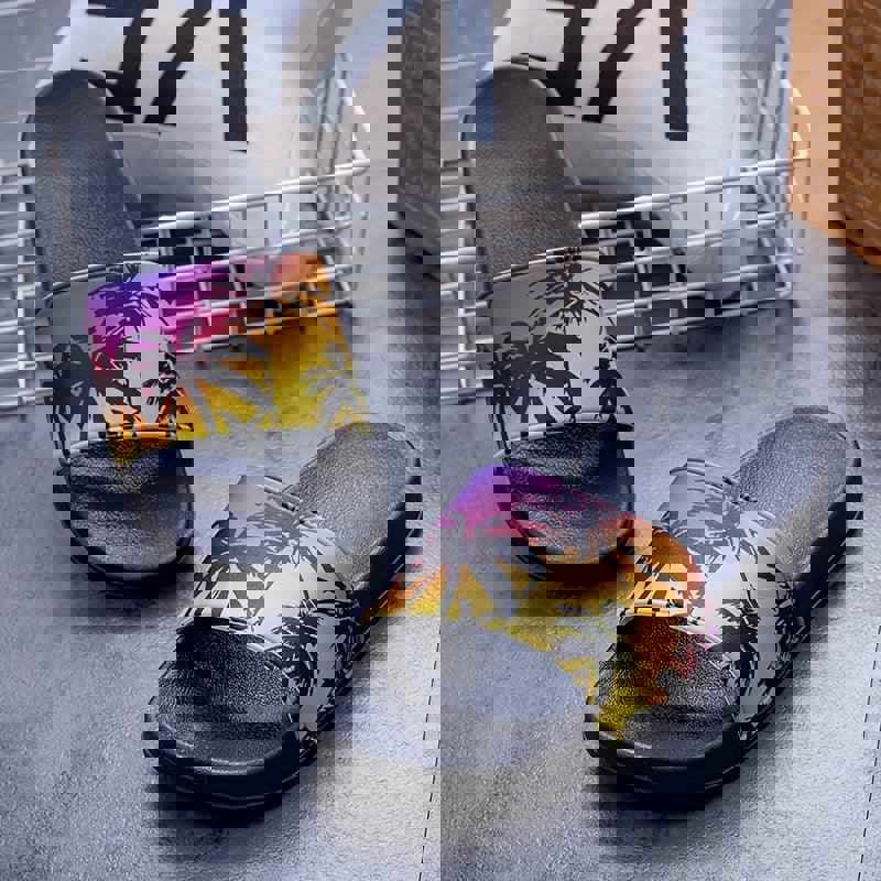 Unisex Trendy Coconut Tree Pattern Slippers - Non-Slip Comfort for Indoor & Outdoor Use