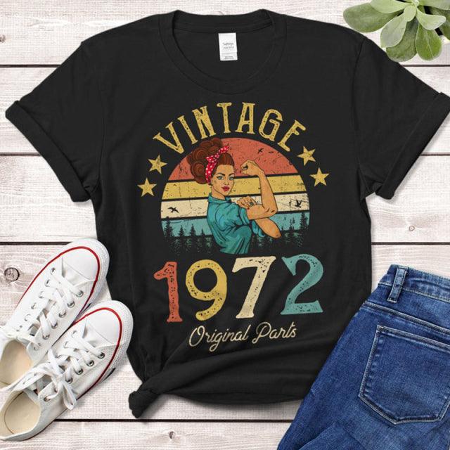 Vintage 1972 Women's Cotton Retro T-shirt - 50th Birthday Gift