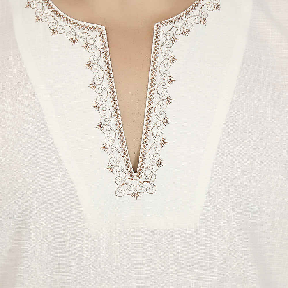 Men's Cotton Short Kurta Shirt - Off-White