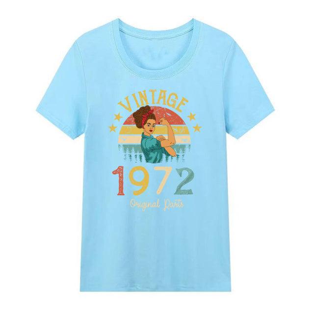 Vintage 1972 Women's Cotton Retro T-shirt - 50th Birthday Gift