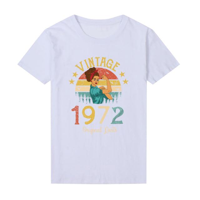 Vintage 1972 Women's Cotton Retro T-shirt - 50th Birthday Gift