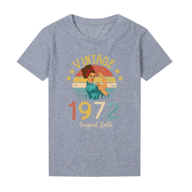 Vintage 1972 Women's Cotton Retro T-shirt - 50th Birthday Gift