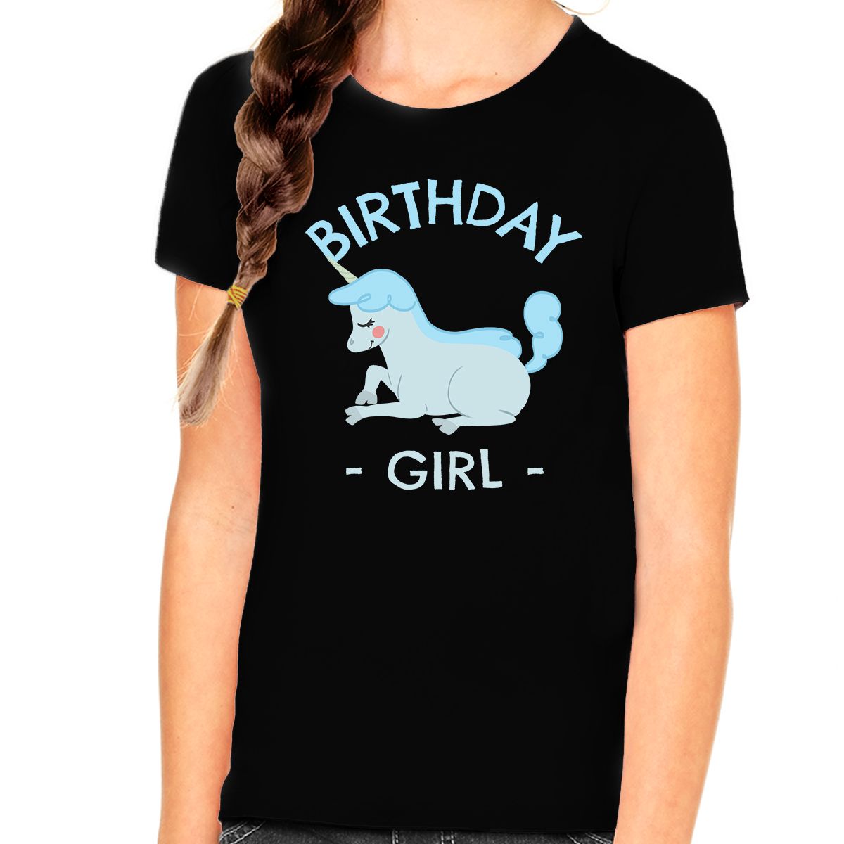 Birthday Shirt for Girls - Blue Unicorn Design