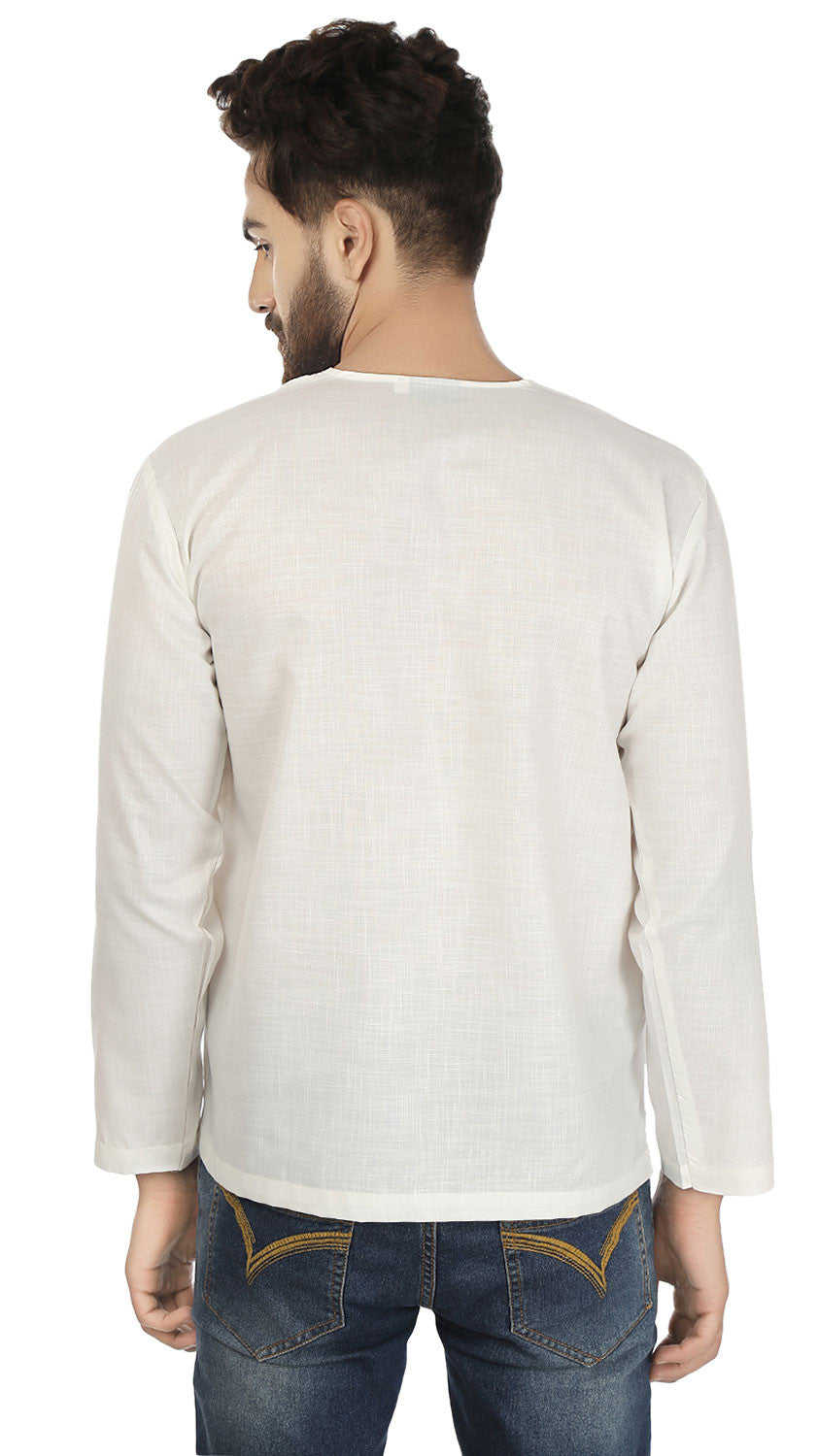Men's Cotton Short Kurta Shirt - Off-White