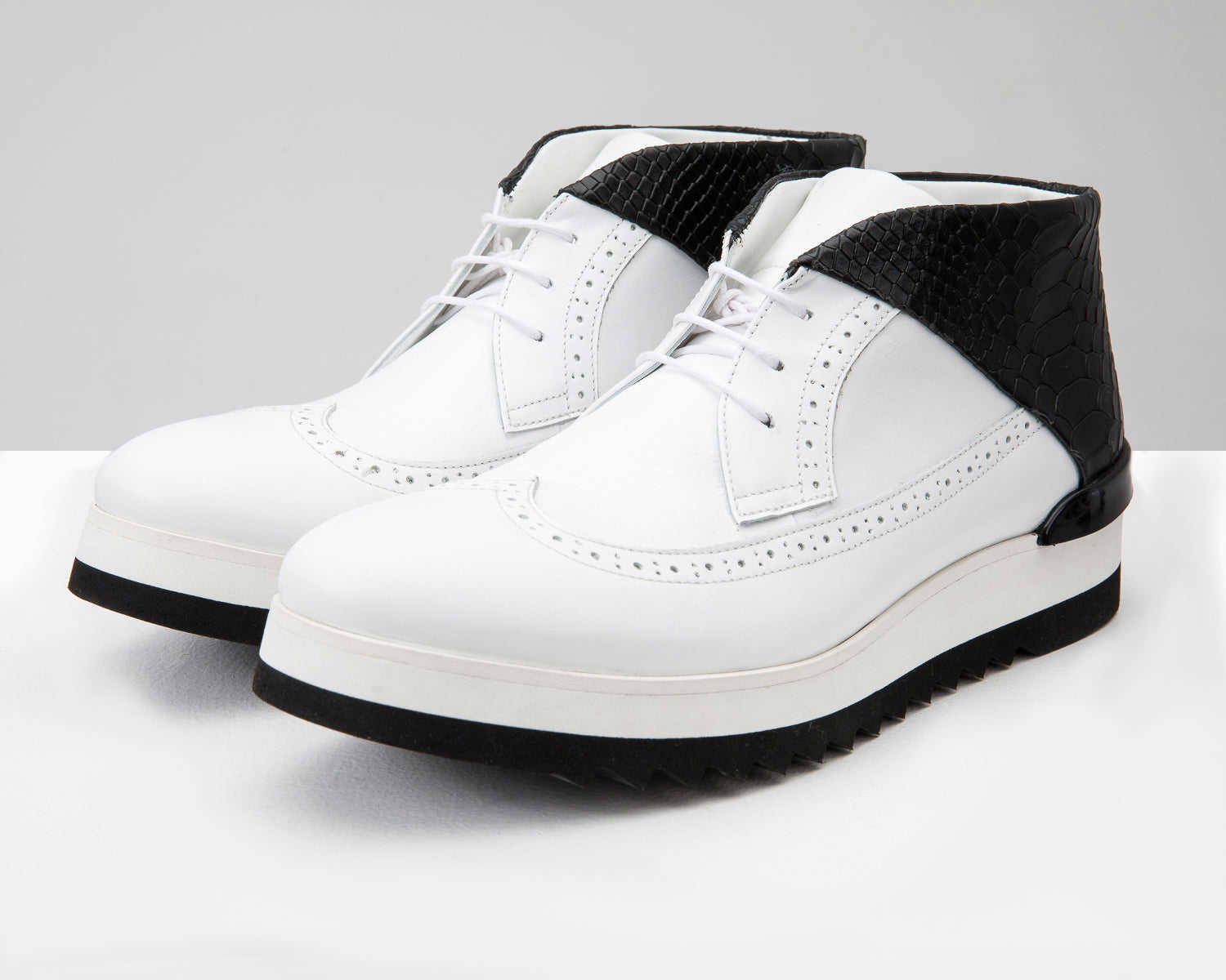 Kagan White Wingtip Chukka Men Sneaker Boot