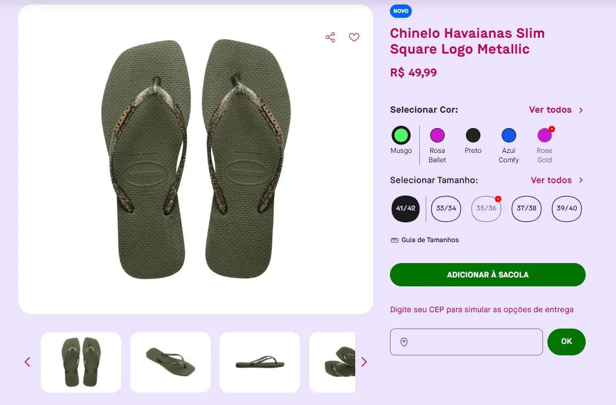 Havaianas Slim Square Sandals - 3 Pairs (Size 41/42) - Buy from Brazil