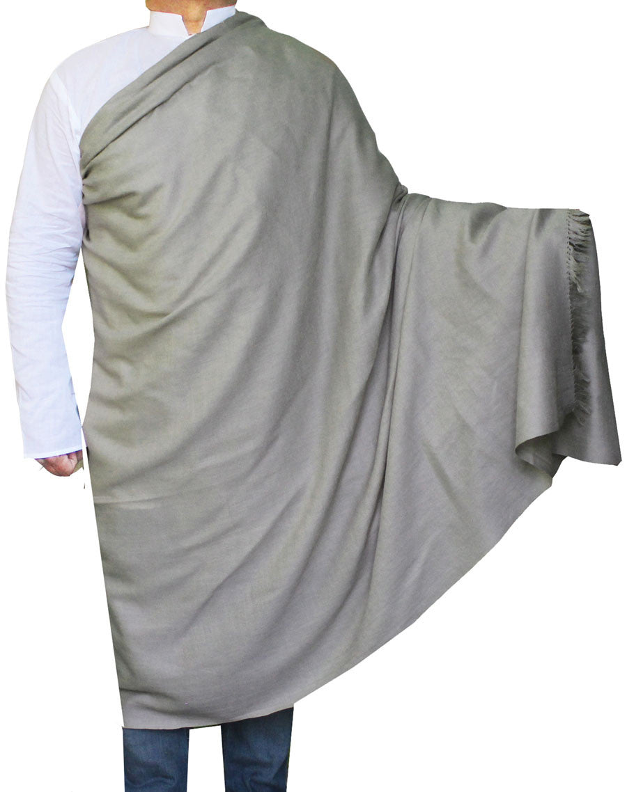 Handmade Pure Wool Large Prayer Shawl Wrap for Men & Women - Kashmir (Grey)