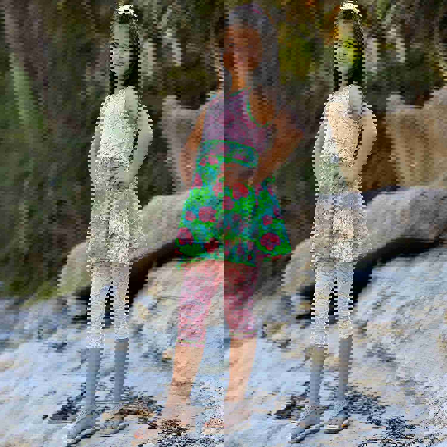 AnnLoren Floral Dress and Leggings Set for Toddler Girls - Soft & Comfortable Spring Summer Outfit