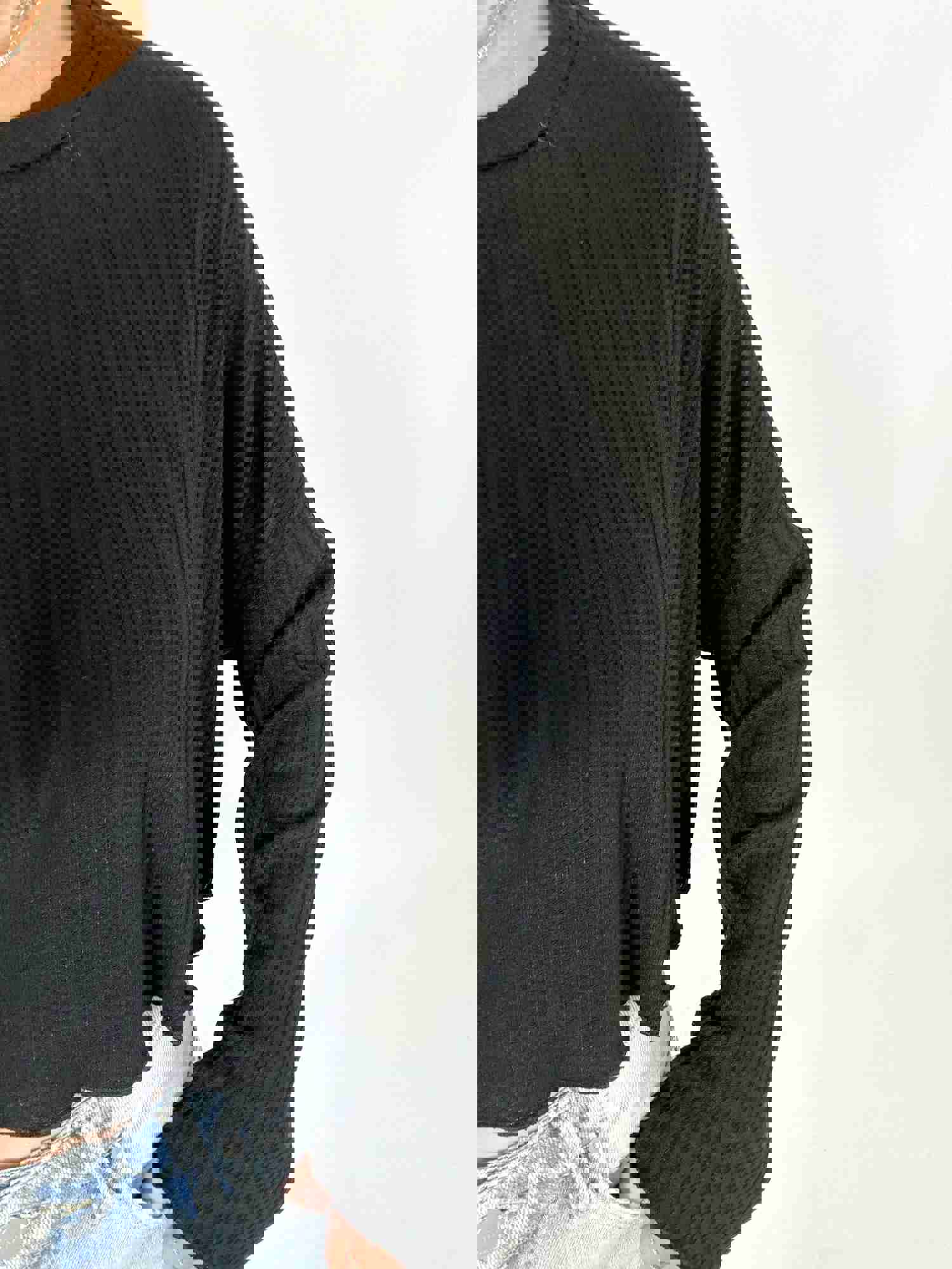 Lakelyn Ribbed Long Sleeve Top - Black