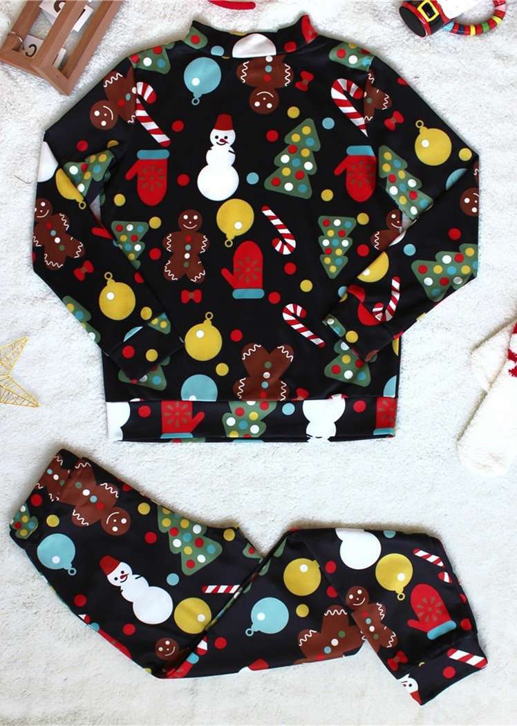 Women's Christmas Tree Print Pajamas Set - 2 Pieces Long Sleeve