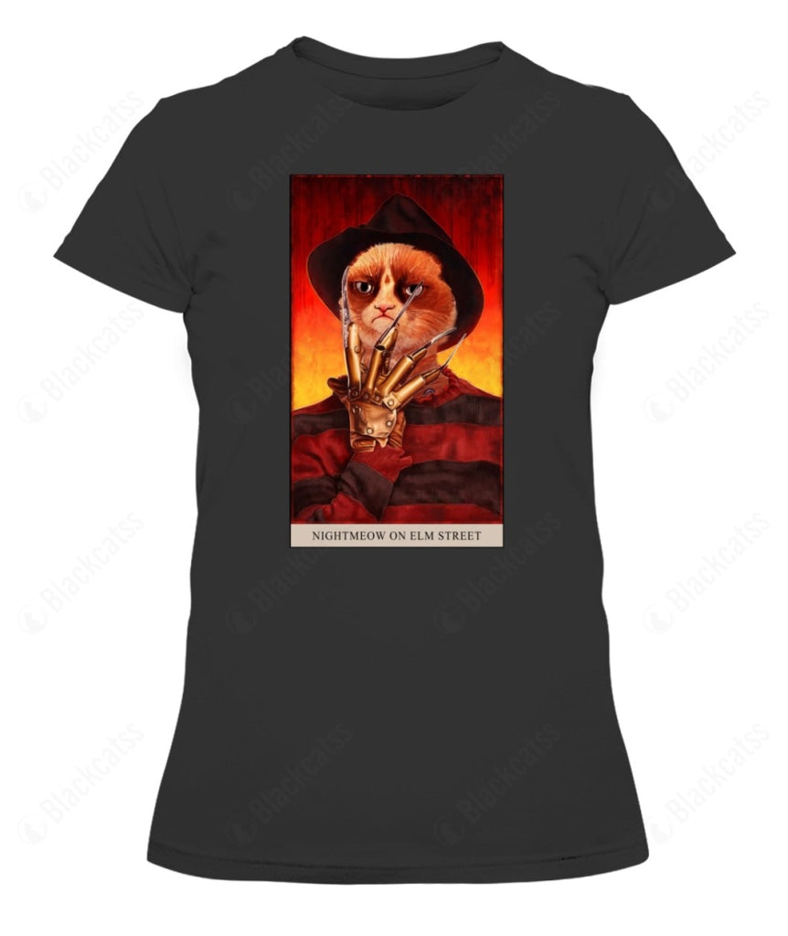 The Nightmeow On Elm Street Custom Graphic T-Shirt