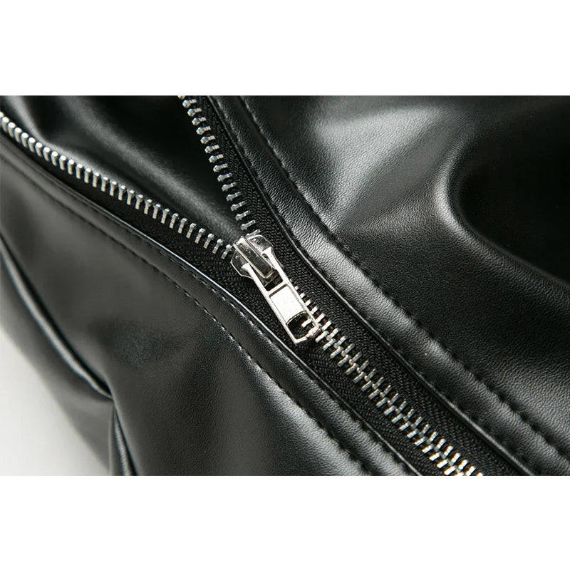 Nukty Men's Slim PU Leather Pants - Skinny Fit Biker Style