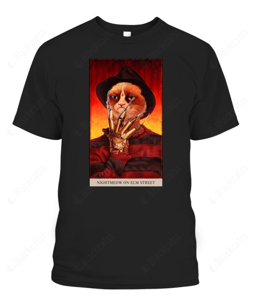 The Nightmeow On Elm Street Custom Graphic T-Shirt