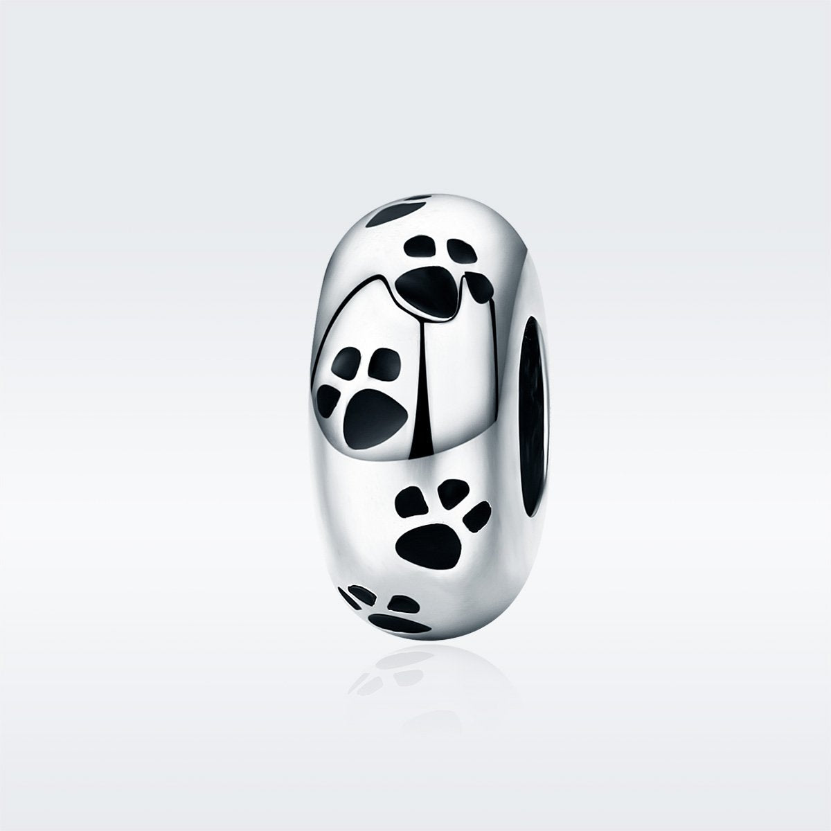 Sterling 925 Silver Footprint Circle Bead Pendant for Pandora & European Charm Bracelets