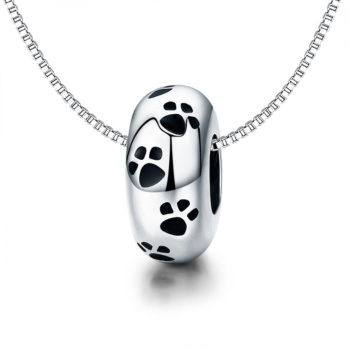 Sterling 925 Silver Footprint Circle Bead Pendant for Pandora & European Charm Bracelets