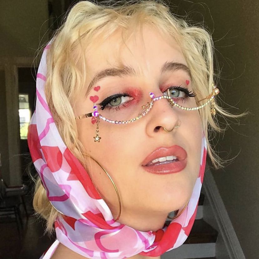 Diamond Eyeglasses Frame for Women - Water Drop Lensless Chain Pendant Half Frame Rhinestone Glasses Shades