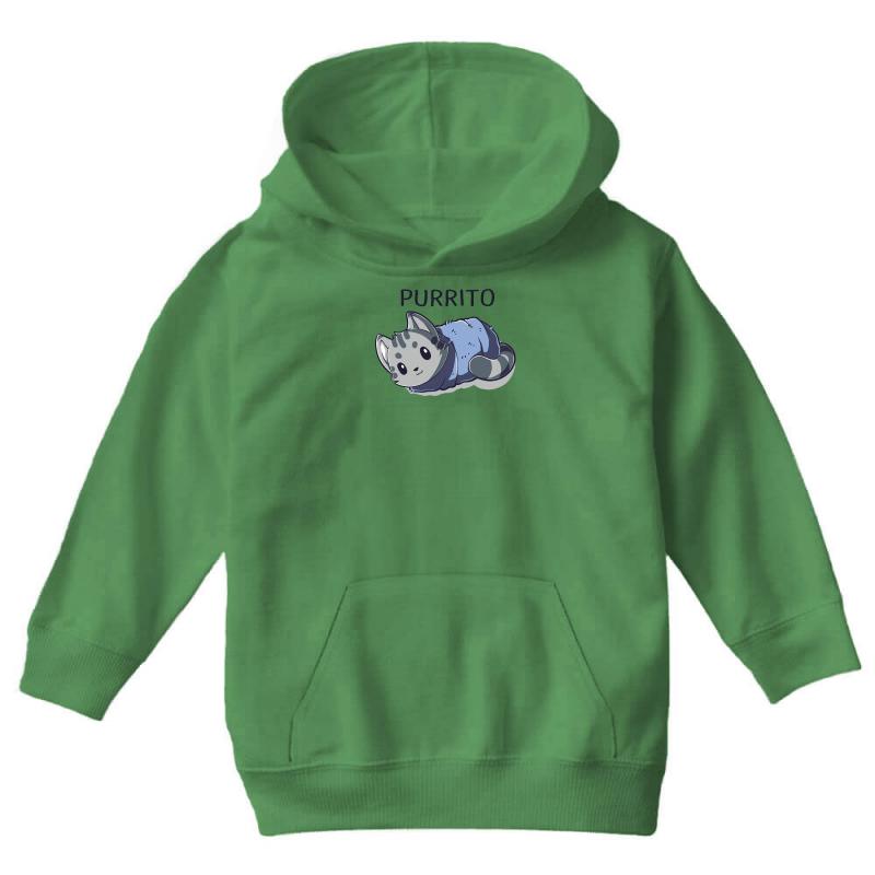 Blanket Purrito Youth Hoodie by MDK ART - Soft & Stylish