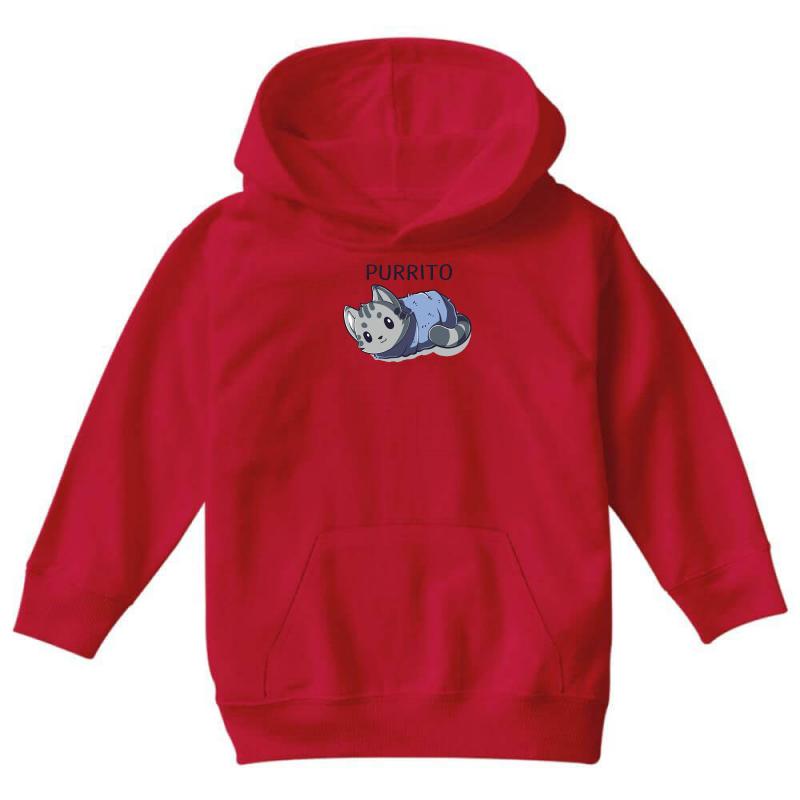 Blanket Purrito Youth Hoodie by MDK ART - Soft & Stylish