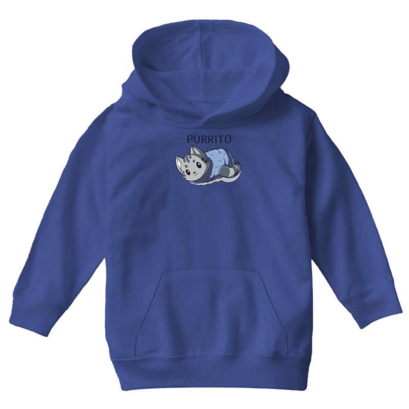 Blanket Purrito Youth Hoodie by MDK ART - Soft & Stylish