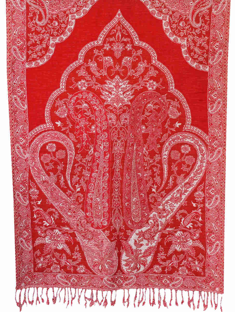 Handmade Jamawar Boiled Wool Shawl Scarf for Women - Kashmir (78 x 28 inches)