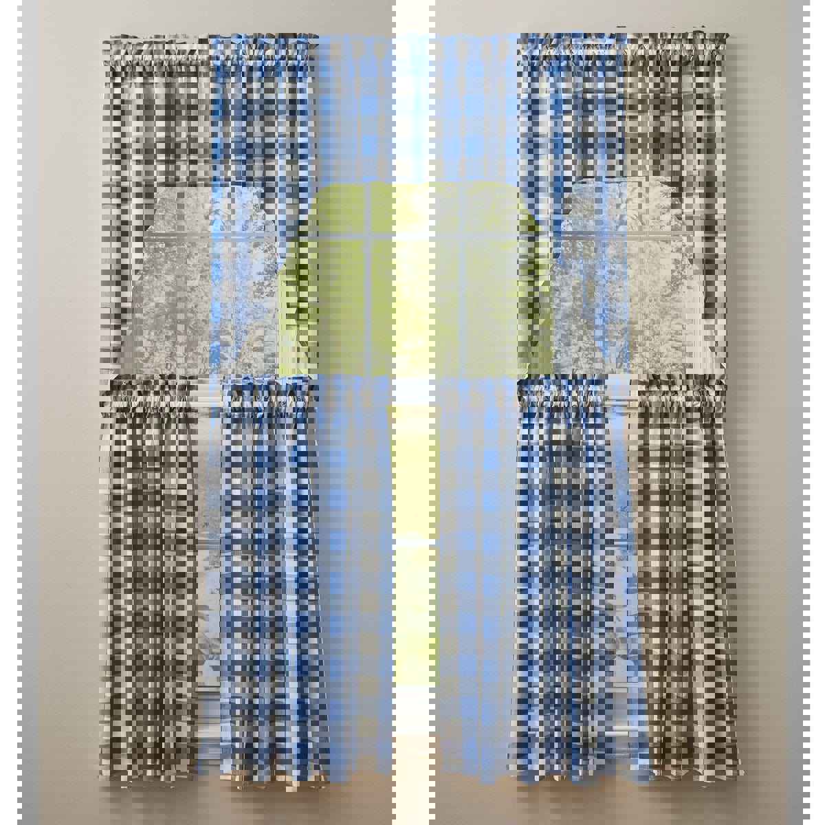 Wicklow Check In China Blue Swag Pair 36 Long Unlined