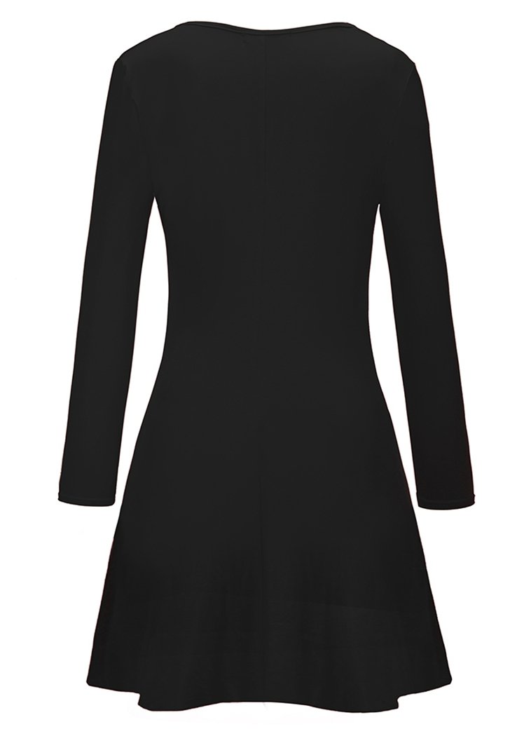 Fashion Christmas Patterns Printing Round Neck Long Sleeve Flared Midi Dress