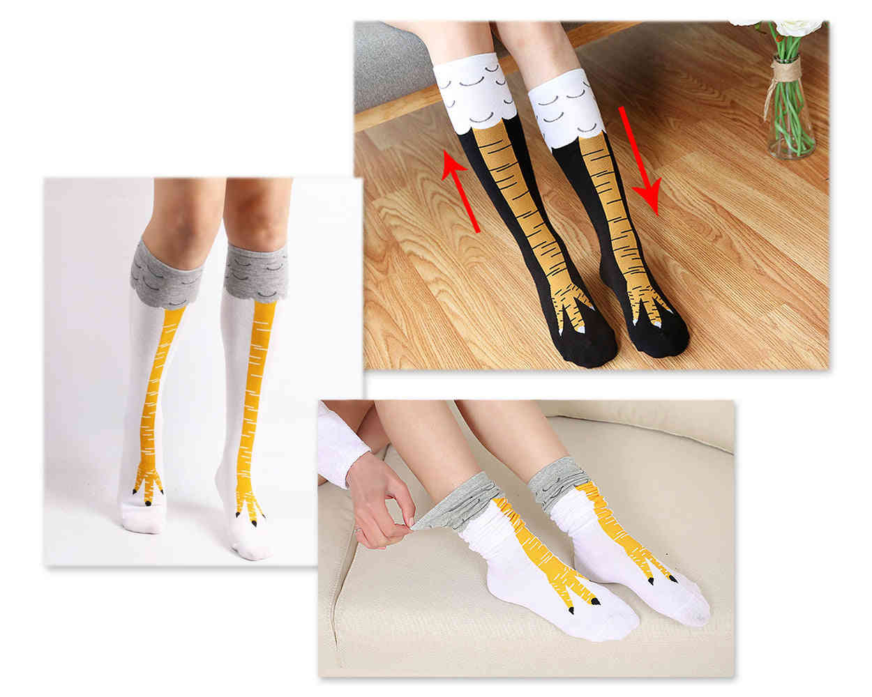 Women's Chicken Leg Knee High Socks - 2 Pairs Animal Pattern Cotton Socks