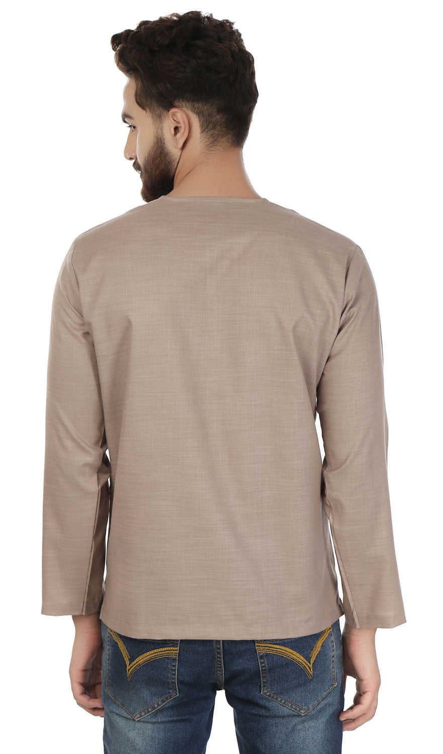 Indian Cotton Short Kurta for Men (Brown)