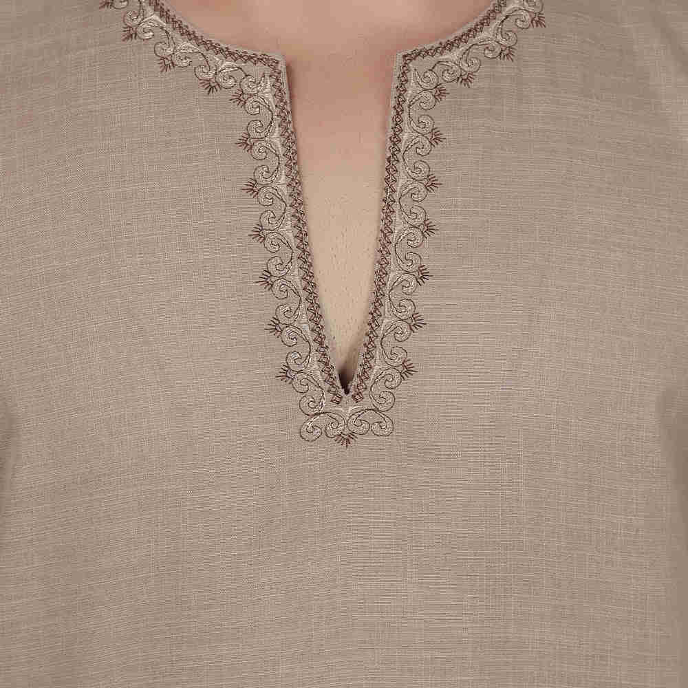 Indian Cotton Short Kurta for Men (Brown)