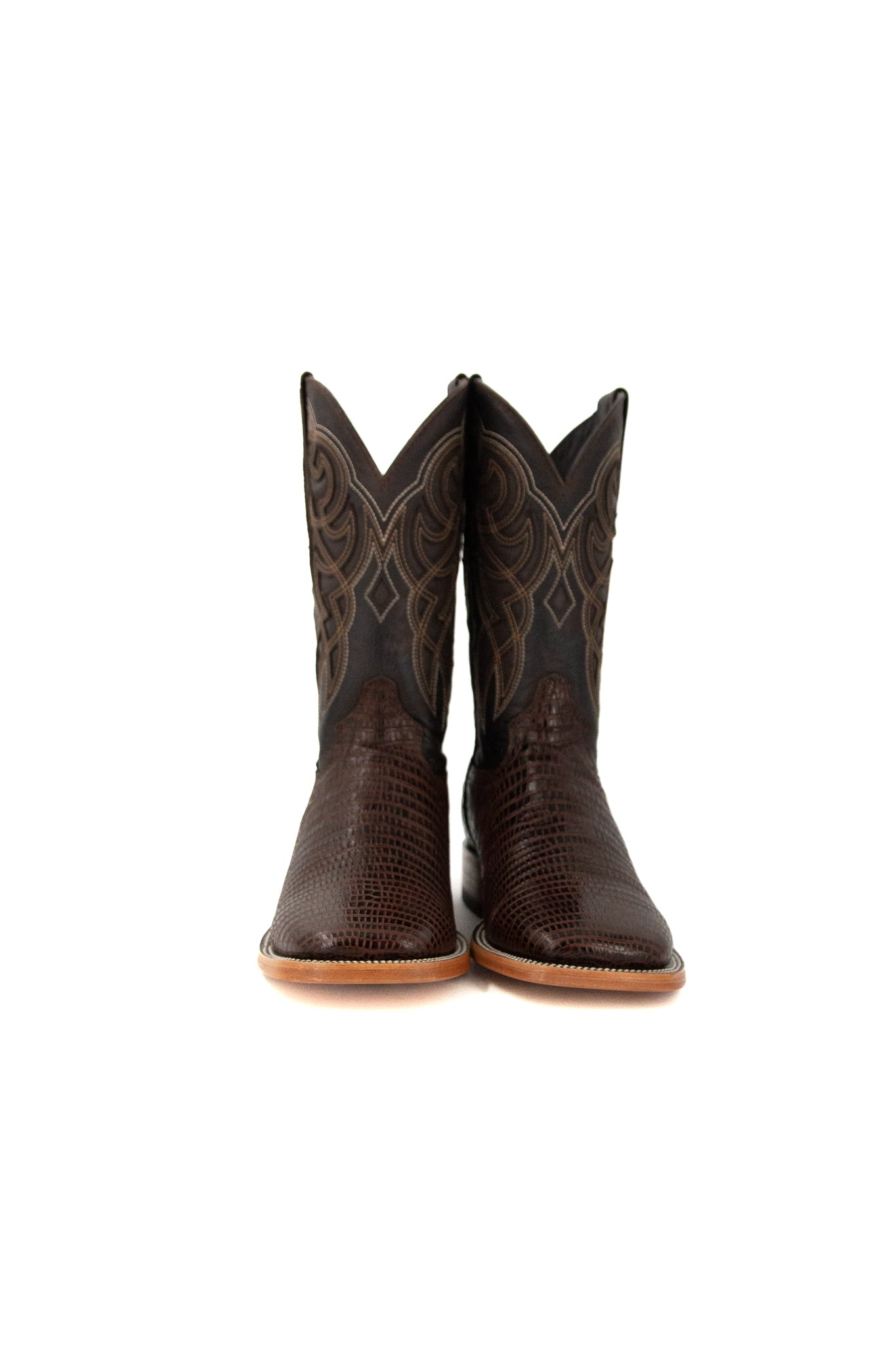 Imit. Lizard Square Toe Cowboy Boot - Genuine Leather Made in Mexico