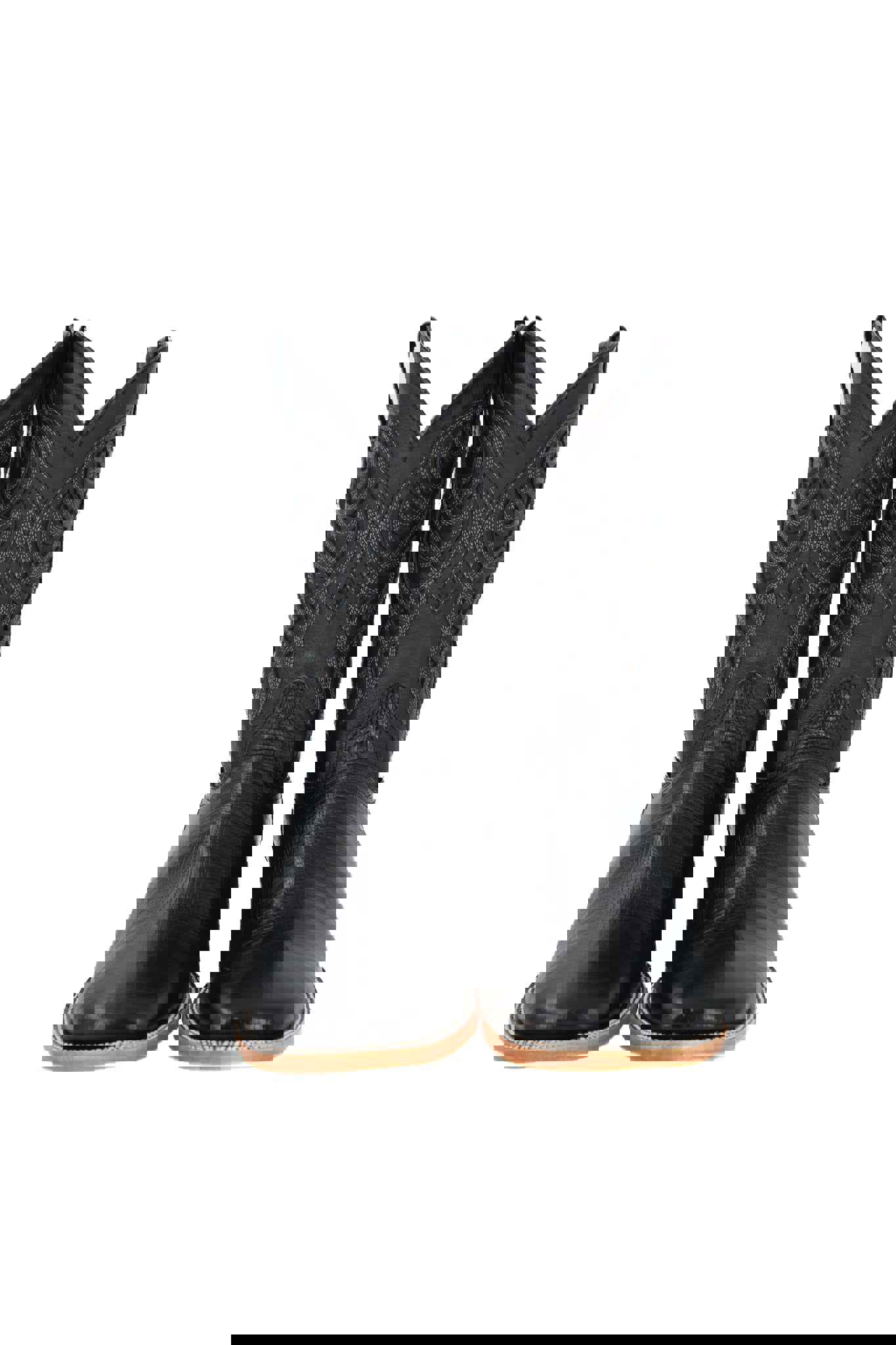 Imit. Lizard Square Toe Cowboy Boot - Genuine Leather Made in Mexico