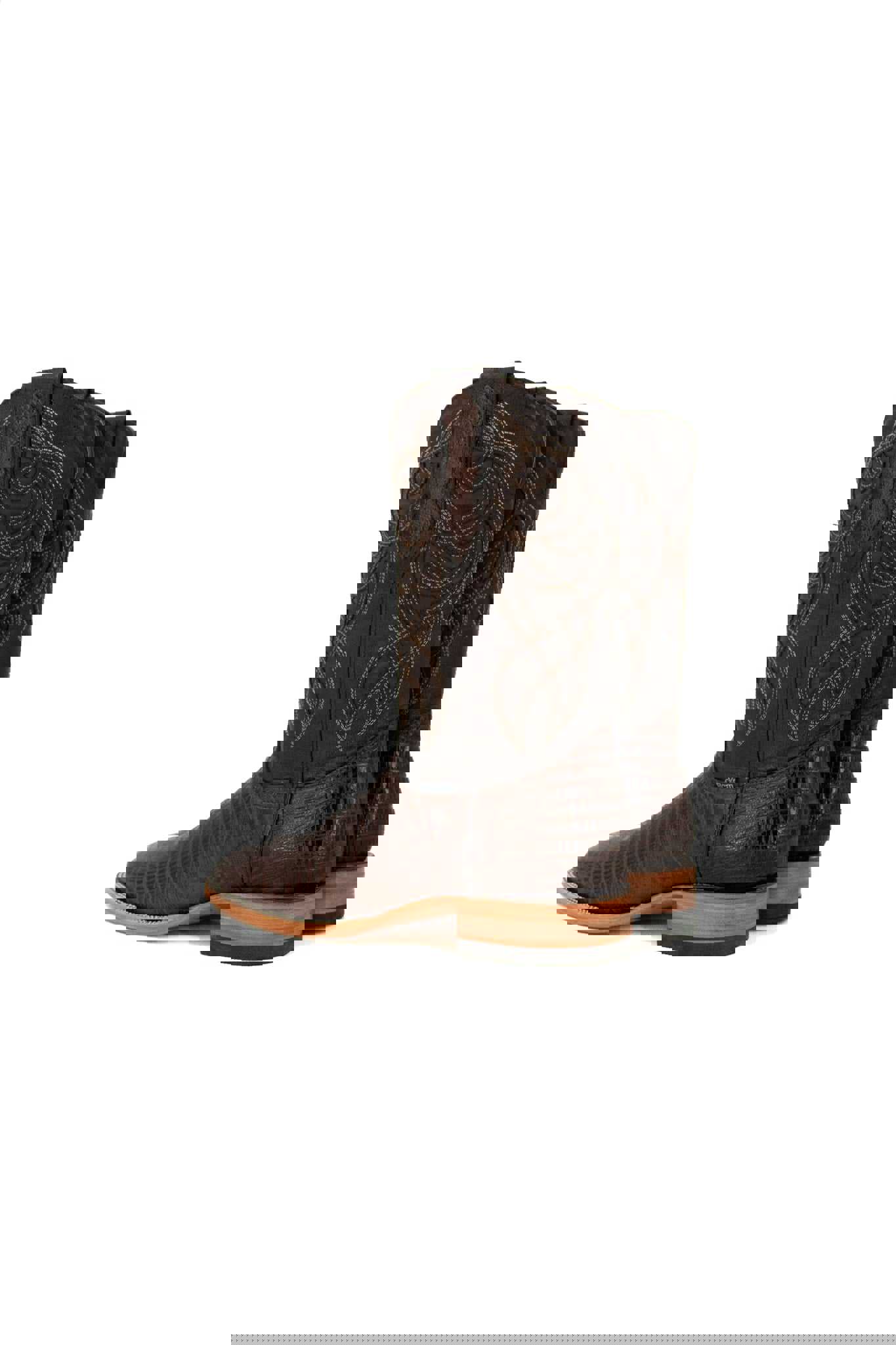 Imit. Lizard Square Toe Cowboy Boot - Genuine Leather Made in Mexico