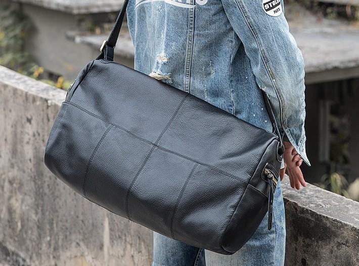 Cool Black Leather Men's Weekender Bag - Durable Travel & Shoulder Bag