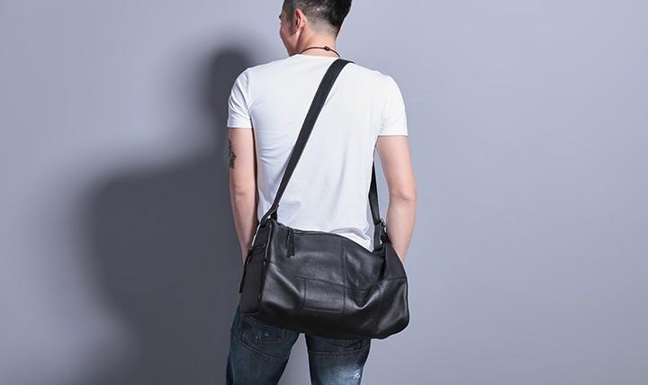 Cool Black Leather Men's Weekender Bag - Durable Travel & Shoulder Bag