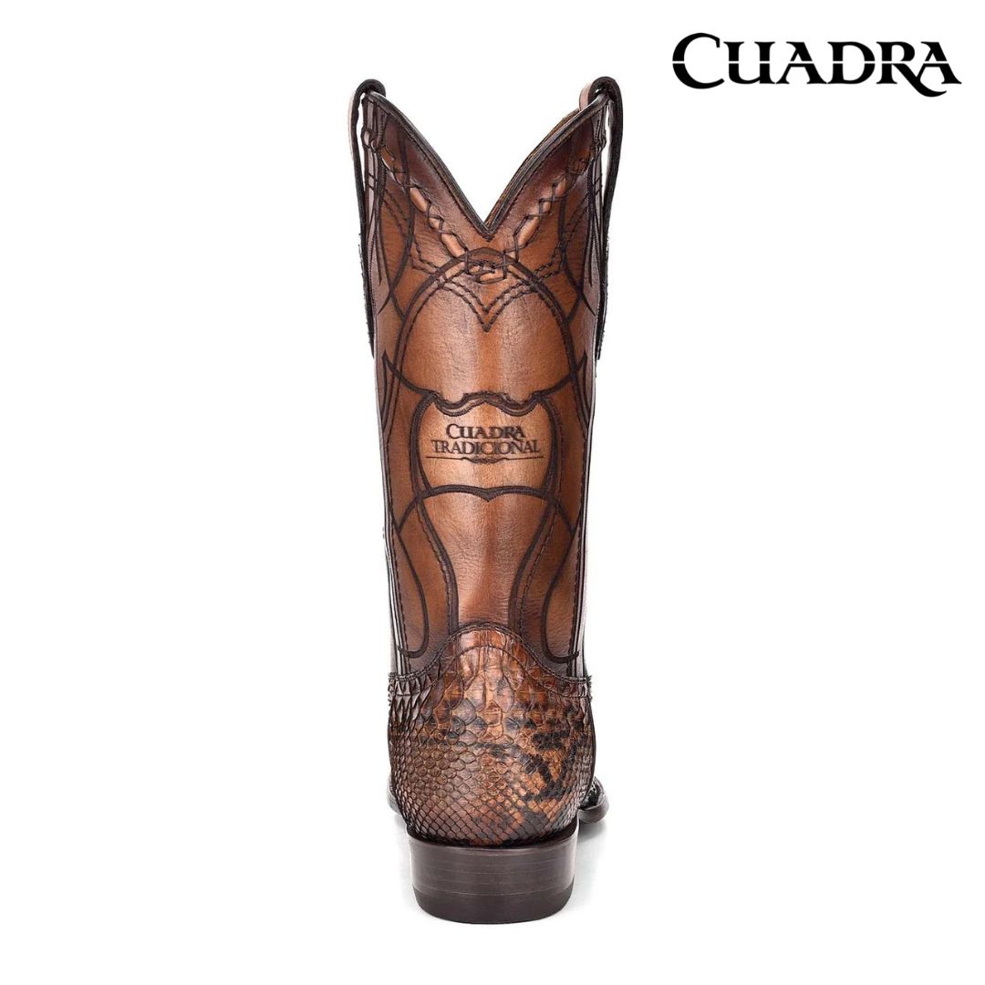 CUADRA Engraved Honey Python Leather Western Boot for Men