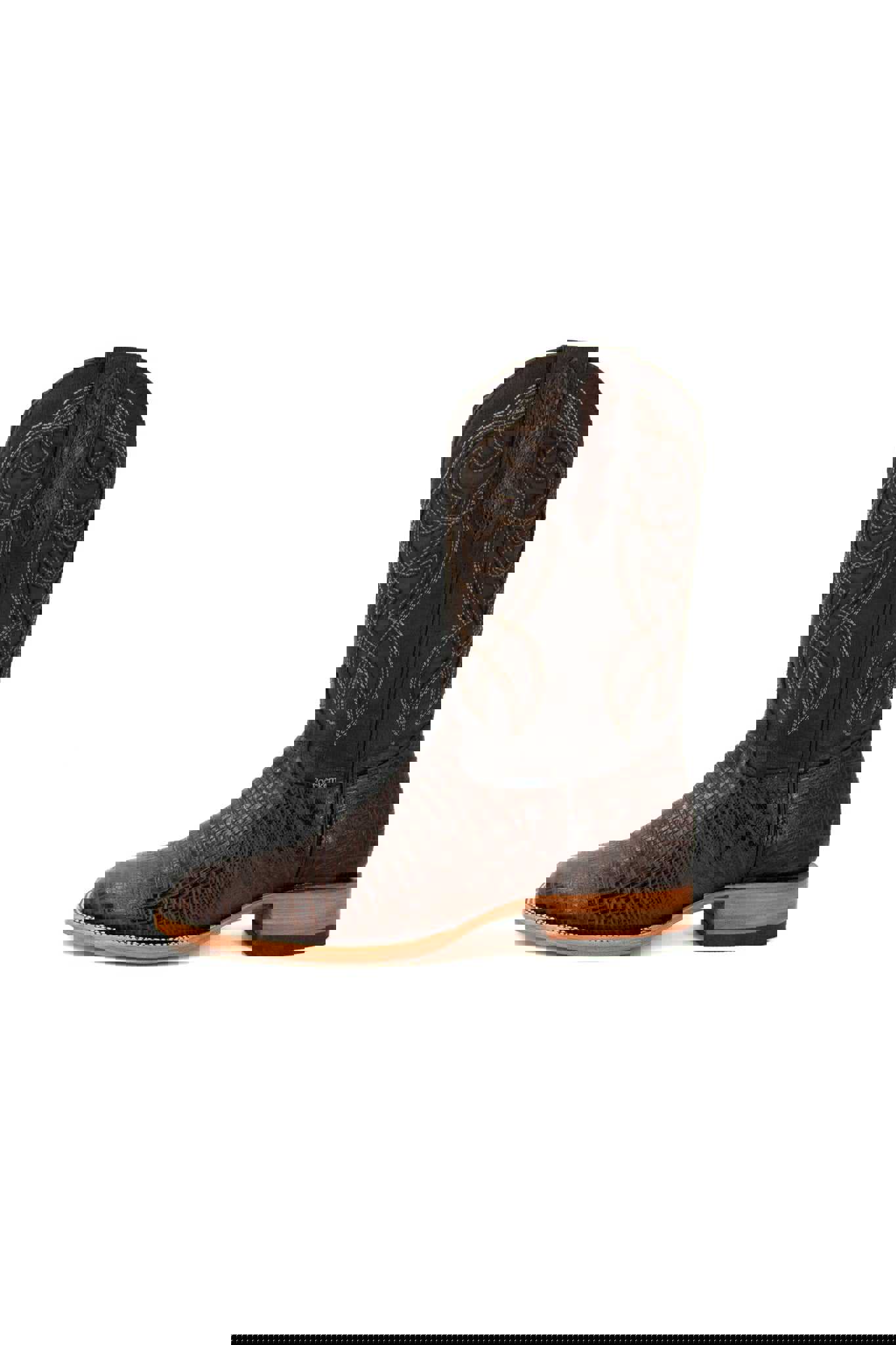 Imit. Lizard Square Toe Cowboy Boot - Genuine Leather Made in Mexico