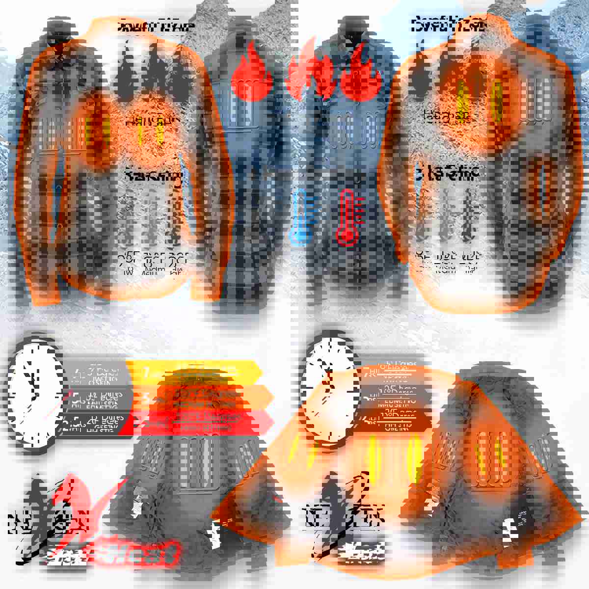 Nexgen Heat Women's Bonnie Black-Grey Heated Flannel Shirt with Rechargeable Battery