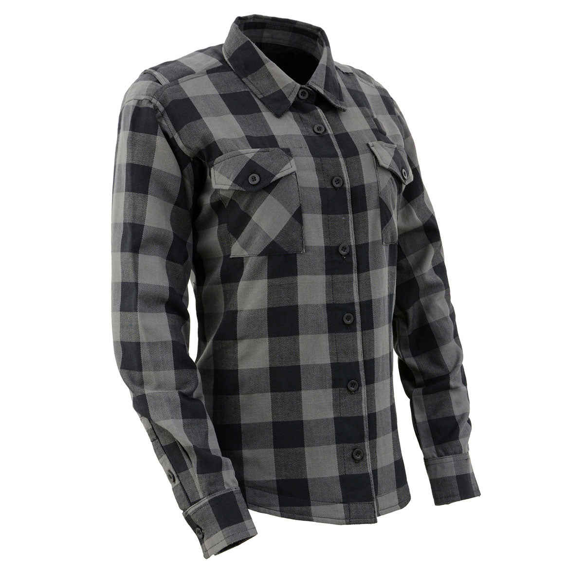 Nexgen Heat Women's Bonnie Black-Grey Heated Flannel Shirt with Rechargeable Battery