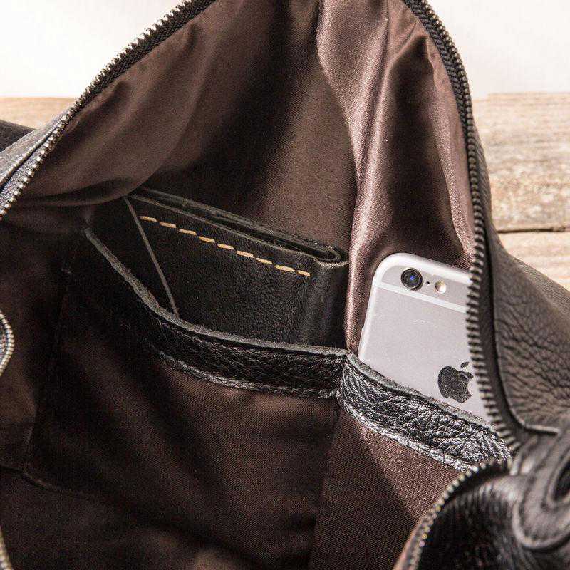 Cool Black Leather Men's Weekender Bag - Durable Travel & Shoulder Bag