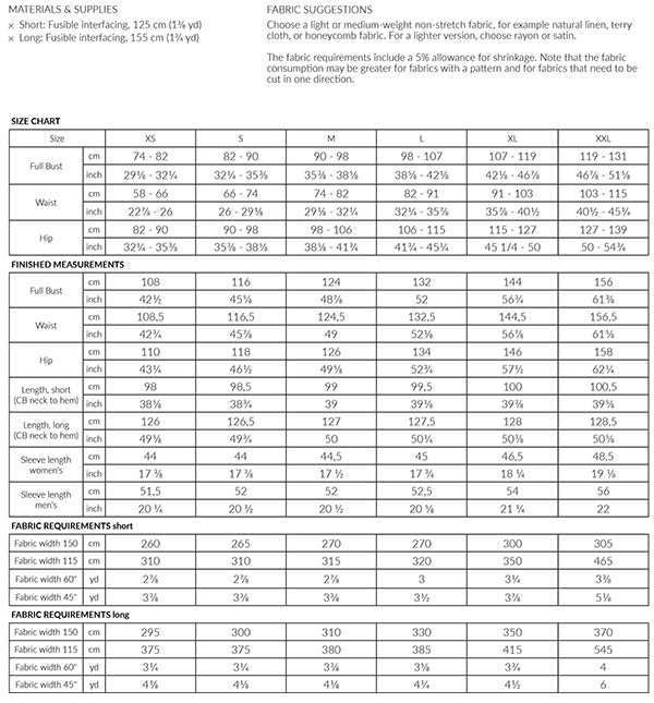 Named Clothing Lahja Unisex Dressing Gown (Robe) Paper Pattern
